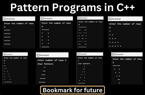 c++ number pattern programs|C Number Pattern Programming Exercises & Examples.